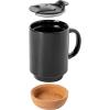 imageGibson Home Modani 2 Pack Large 165 OZ Ceramic Mugs Set with Removable Cork Bottom and Lid  BlackBlack