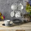 imageGibson Home Modani 2 Pack Large 165 OZ Ceramic Mugs Set with Removable Cork Bottom and Lid  BlackBlackWhite