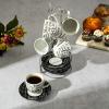 imageGibson Home Modani 2 Pack Large 165 OZ Ceramic Mugs Set with Removable Cork Bottom and Lid  BlackBlackWhite