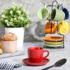 imageGibson Home Modani 2 Pack Large 165 OZ Ceramic Mugs Set with Removable Cork Bottom and Lid  BlackColor Caf