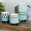 imageGibson Home Modani 2 Pack Large 165 OZ Ceramic Mugs Set with Removable Cork Bottom and Lid  BlackPrimevalley