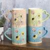 imageGibson Home Modani 2 Pack Large 165 OZ Ceramic Mugs Set with Removable Cork Bottom and Lid  BlackSunbloom