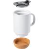 imageGibson Home Modani 2 Pack Large 165 OZ Ceramic Mugs Set with Removable Cork Bottom and Lid  BlackWhite