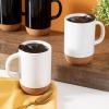 imageGibson Home Modani 2 Pack Large 165 OZ Ceramic Mugs Set with Removable Cork Bottom and Lid  BlackWhite
