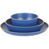 imageGibson Home Rockabye 12 Piece Double Bowl Melamine Dinnerware Set  Matte RedMatte Blue