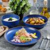 imageGibson Home Rockabye 12 Piece Double Bowl Melamine Dinnerware Set  Matte RedMatte Blue