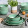 imageGibson Home Rockabye 12 Piece Double Bowl Melamine Dinnerware Set  Matte RedMatte Green