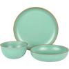 imageGibson Home Rockabye 12 Piece Double Bowl Melamine Dinnerware Set  Matte RedMatte Green