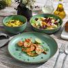 imageGibson Home Rockabye 12 Piece Double Bowl Melamine Dinnerware Set  Matte RedMatte Green