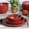 imageGibson Home Rockabye 12 Piece Double Bowl Melamine Dinnerware Set  Matte RedMatte Red