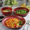 imageGibson Home Rockabye 12 Piece Double Bowl Melamine Dinnerware Set  Matte RedMatte Red