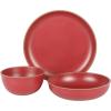 imageGibson Home Rockabye 12 Piece Double Bowl Melamine Dinnerware Set  Matte RedMatte Red