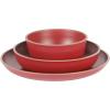 imageGibson Home Rockabye 12 Piece Double Bowl Melamine Dinnerware Set  Matte RedMatte Red