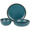 imageGibson Home Rockabye 12 Piece Double Bowl Melamine Dinnerware Set  Matte RedMatte Teal
