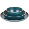 imageGibson Home Rockabye 12 Piece Double Bowl Melamine Dinnerware Set  Matte RedMatte Teal