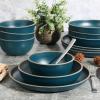 imageGibson Home Rockabye 12 Piece Double Bowl Melamine Dinnerware Set  Matte RedMatte Teal