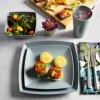 imageGibson Home Soho Grayson Square Melamine Plastic Dinnerware Set Service for Four 16pcs Grey