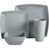 imageGibson Home Soho Grayson Square Melamine Plastic Dinnerware Set Service for Four 16pcs Grey