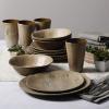 imageGibson Home Woodlands Round Melamine Plastic Dinnerware Set Service for Four 16pcs Wood