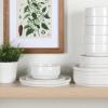 imageGibson Home Zen Buffet Porcelain Dinnerware Set Service for 8 40pcs White EmbossedWhite Round  18pcs