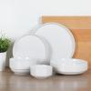imageGibson Home Zen Buffet Porcelain Dinnerware Set Service for 8 40pcs White EmbossedWhite Round  40pcs