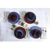 imageGibson Soho Lounge Round Reactive Glaze Stoneware Dinnerware Set Service for 4 16pc TealBlue