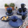 imageGibson Soho Lounge Round Reactive Glaze Stoneware Dinnerware Set Service for 4 16pc TealBlue