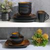 imageGibson Soho Lounge Square Reactive Glaze Stoneware Dinnerware Set Service for 4 16pc AmberAmber