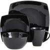 imageGibson Soho Lounge Square Reactive Glaze Stoneware Dinnerware Set Service for 4 16pc AmberBlack