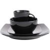 imageGibson Soho Lounge Square Reactive Glaze Stoneware Dinnerware Set Service for 4 16pc AmberBlack