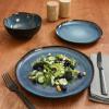 imageGibson Soho Lounge Square Reactive Glaze Stoneware Dinnerware Set Service for 4 16pc AmberBlackBlue