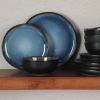 imageGibson Soho Lounge Square Reactive Glaze Stoneware Dinnerware Set Service for 4 16pc AmberBlackBlue