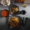 imageGibson Soho Lounge Square Reactive Glaze Stoneware Dinnerware Set Service for 4 16pc AmberEclipse Grey