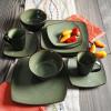 imageGibson Soho Lounge Square Reactive Glaze Stoneware Dinnerware Set Service for 4 16pc AmberGreen