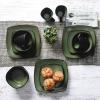 imageGibson Soho Lounge Square Reactive Glaze Stoneware Dinnerware Set Service for 4 16pc AmberGreen