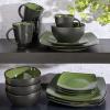 imageGibson Soho Lounge Square Reactive Glaze Stoneware Dinnerware Set Service for 4 16pc AmberGreen