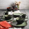 imageGibson Soho Lounge Square Reactive Glaze Stoneware Dinnerware Set Service for 4 16pc AmberGreen