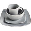 imageGibson Soho Lounge Square Reactive Glaze Stoneware Dinnerware Set Service for 4 16pc AmberLight Gray