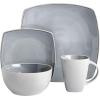 imageGibson Soho Lounge Square Reactive Glaze Stoneware Dinnerware Set Service for 4 16pc AmberLight Gray
