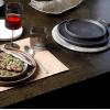 imageGibson Soho Lounge Square Reactive Glaze Stoneware Dinnerware Set Service for 4 16pc AmberPasco Black