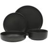 imageGibson Soho Lounge Square Reactive Glaze Stoneware Dinnerware Set Service for 4 16pc AmberPasco Black