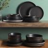imageGibson Soho Lounge Square Reactive Glaze Stoneware Dinnerware Set Service for 4 16pc AmberPasco Black