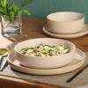 imageGibson Soho Lounge Square Reactive Glaze Stoneware Dinnerware Set Service for 4 16pc AmberPasco Cream