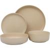 imageGibson Soho Lounge Square Reactive Glaze Stoneware Dinnerware Set Service for 4 16pc AmberPasco Cream