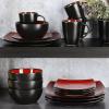 imageGibson Soho Lounge Square Reactive Glaze Stoneware Dinnerware Set Service for 4 16pc AmberRed