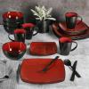imageGibson Soho Lounge Square Reactive Glaze Stoneware Dinnerware Set Service for 4 16pc AmberRed
