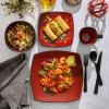 imageGibson Soho Lounge Square Reactive Glaze Stoneware Dinnerware Set Service for 4 16pc AmberRed