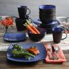 imageGibson Soho Lounge Square Reactive Glaze Stoneware Dinnerware Set Service for 4 16pc AmberSapphire