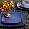 imageGibson Soho Lounge Square Reactive Glaze Stoneware Dinnerware Set Service for 4 16pc AmberSapphire
