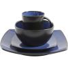 imageGibson Soho Lounge Square Reactive Glaze Stoneware Dinnerware Set Service for 4 16pc AmberSapphire